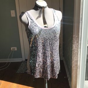 Express Silver Sequin front tank cotton - medium